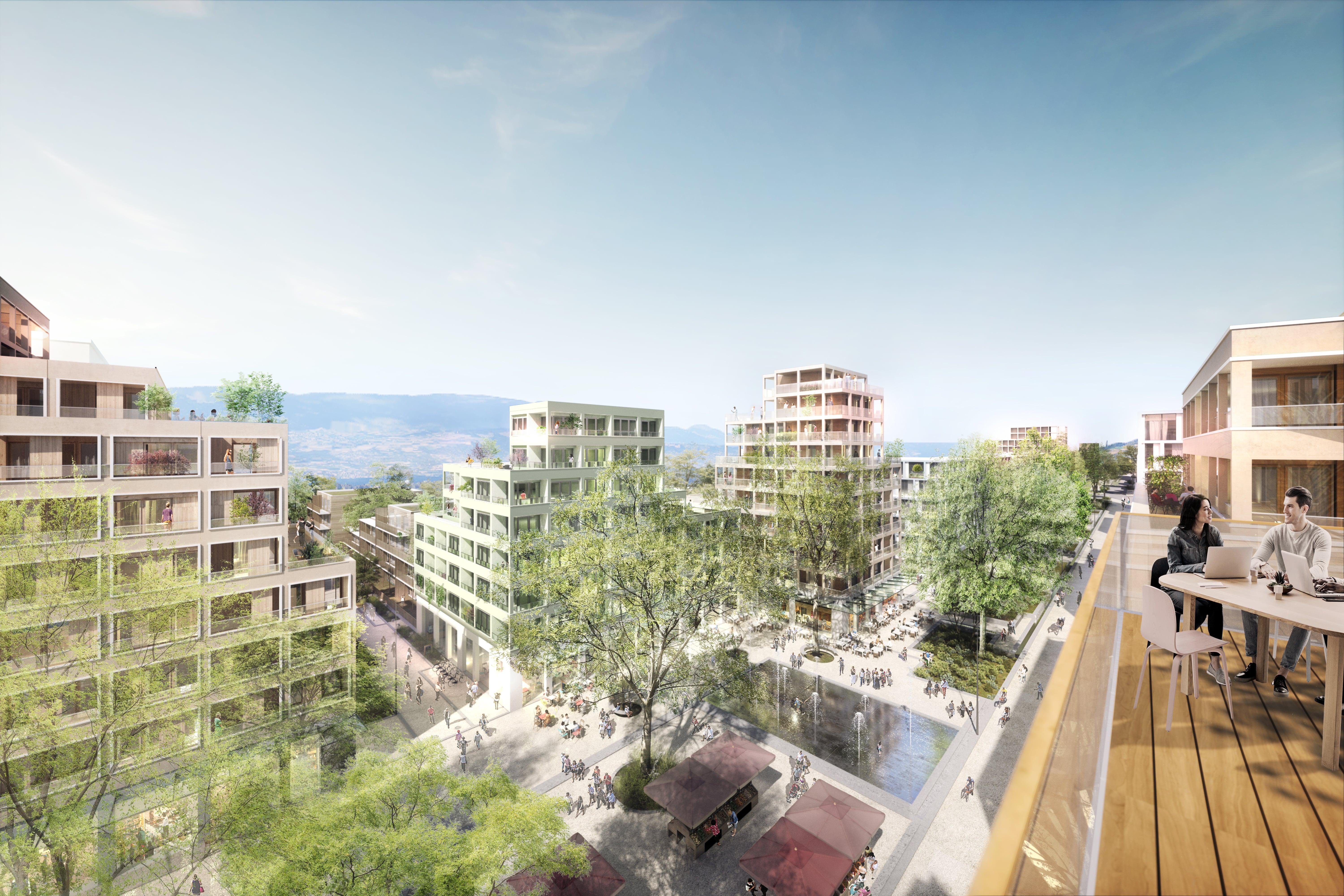 L'ETOILE Bouygues Immobilier - place centrale vue du haut @DA Architecte Urbaniste